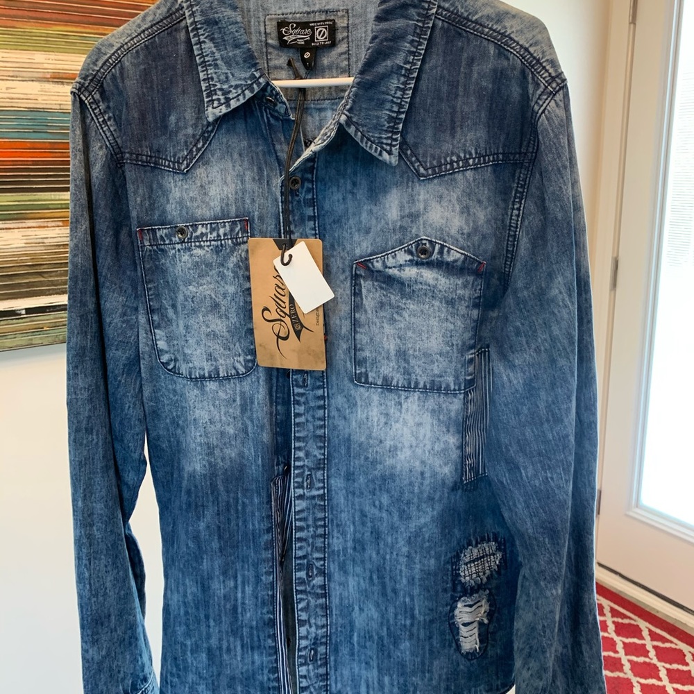 Denim button down